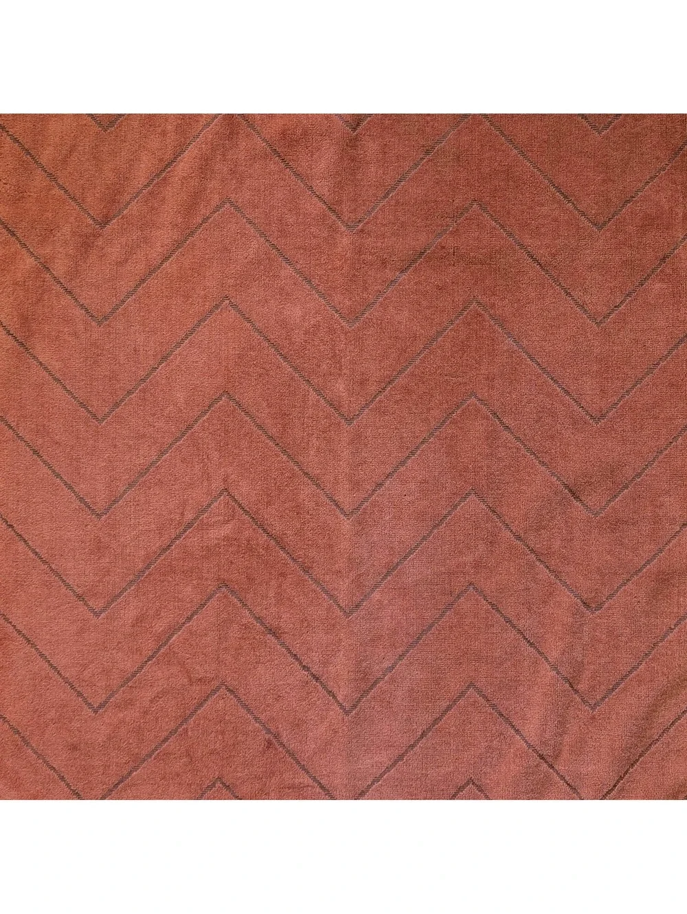 1970s Vintage Martex Burnt Orange Bath Towel with Chevron Design